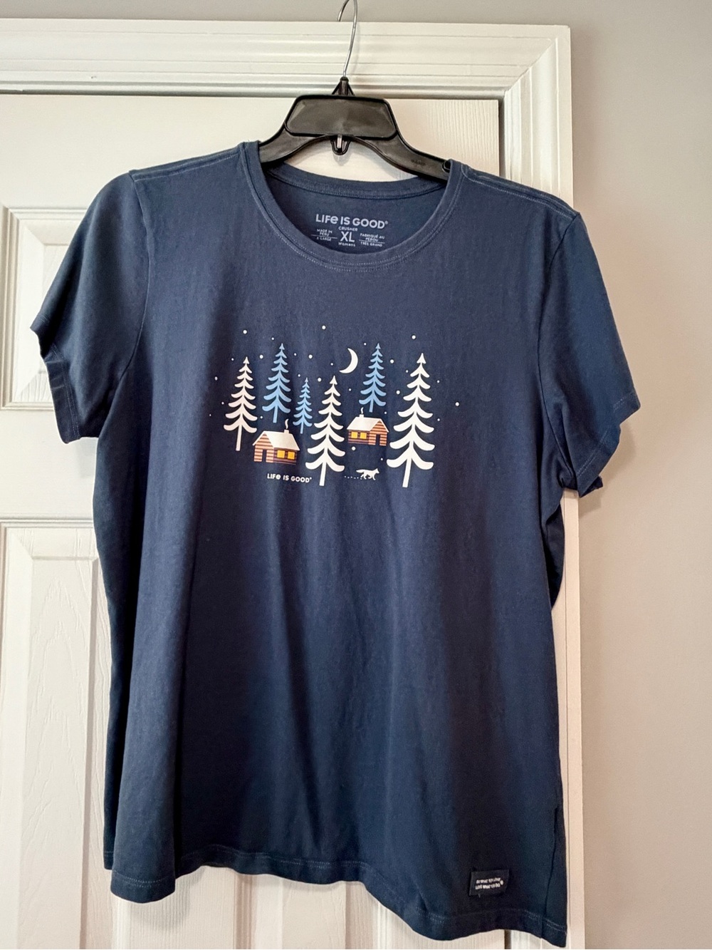 Life Is Good Navy Cabin Night Graphic Tee